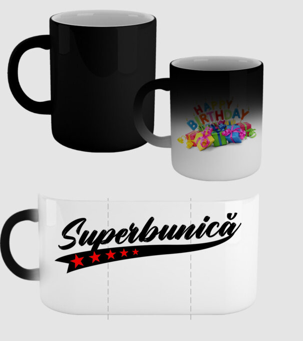 Superbunică model negru pe tricou
