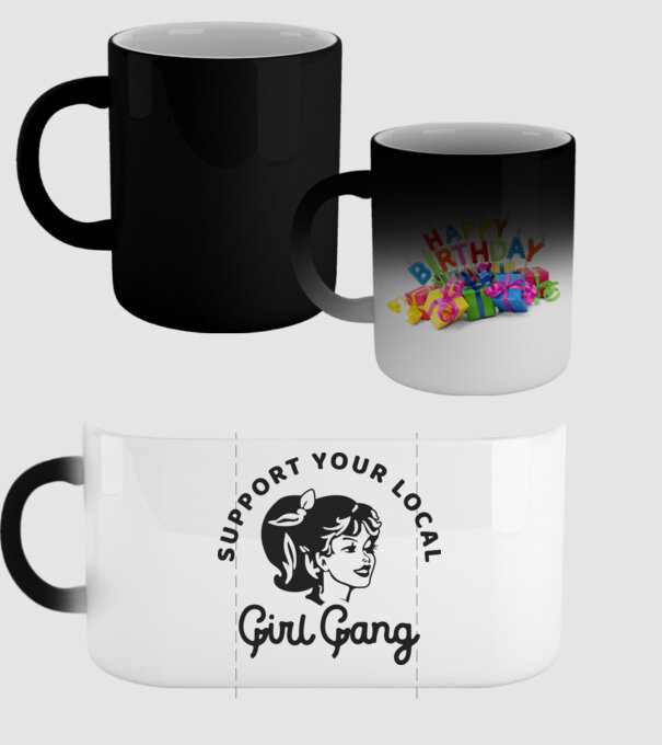 Support your local girl gang pe fond alb -01 model negru pe tricou