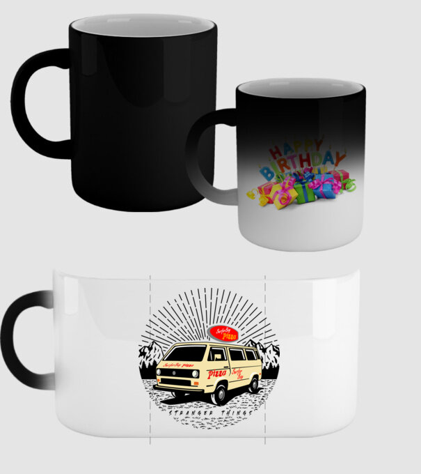 surfer boy pizza bus stranger things model negru pe tricou