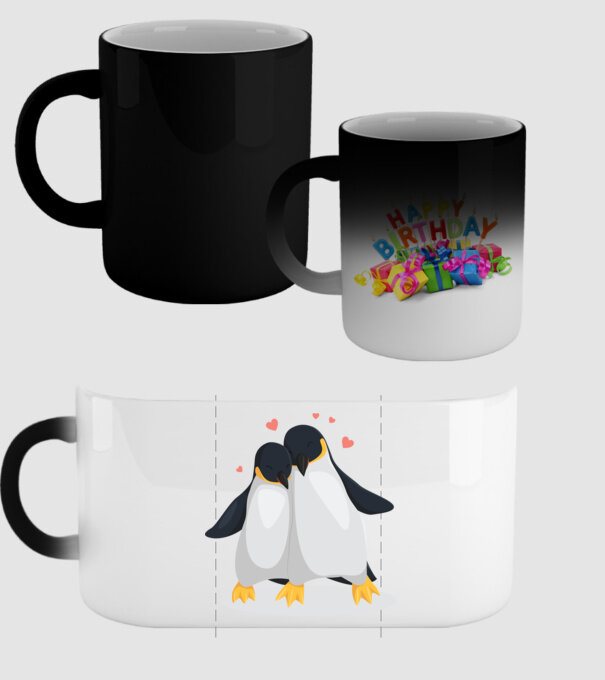 PINGUINI ÎNDRĂGOSTIȚI 8 model negru pe tricou
