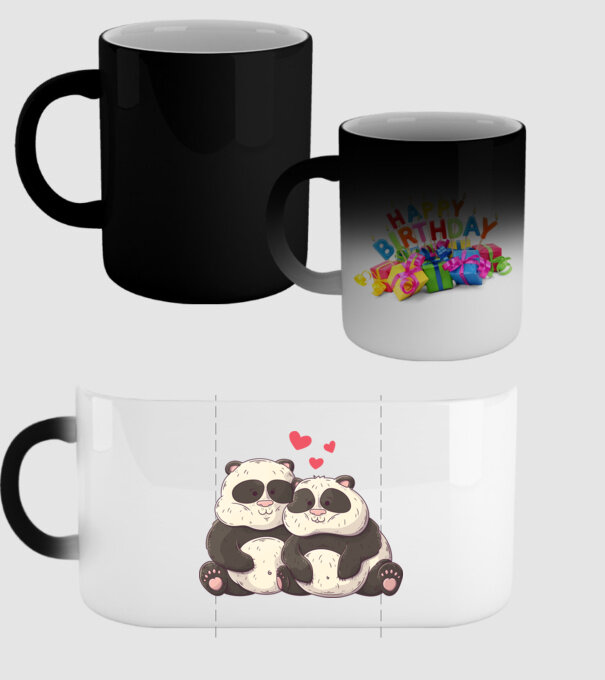 URȘI PANDA DOLOFANI ÎNDRĂGOSTIȚI model negru pe tricou