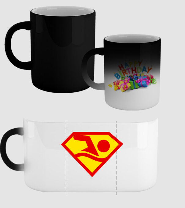 Supersportiv ÎNOTĂTOR model negru pe tricou
