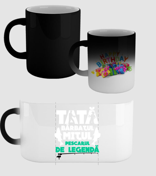 Tată - bărbatul, mitul, pescarul de legendă model negru pe tricou