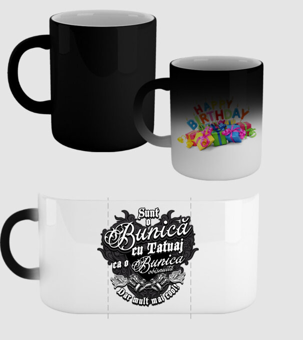 Sunt o bunică cu tatuaj, ca o bunică obișnuită, dar mult mai cool! model negru pe tricou