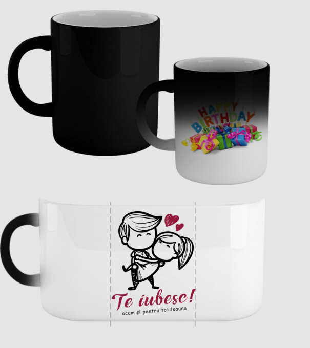 te iubesc! model negru pe tricou