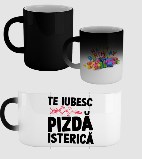 te iubesc, pizdă isterică model negru pe tricou