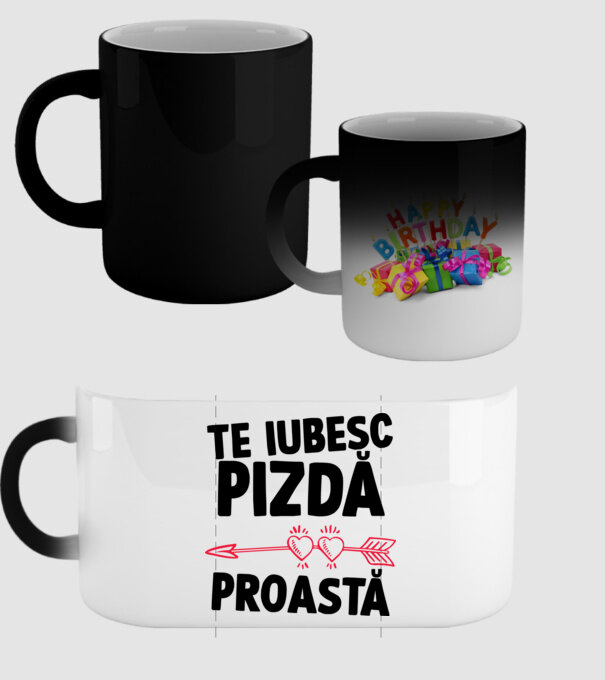 Te iubesc, pizdă proastă model negru pe tricou