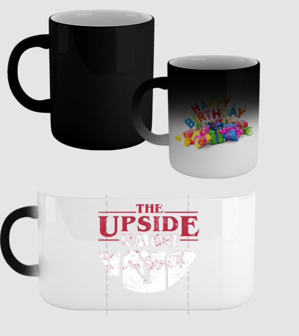 the upside down logo model negru pe tricou
