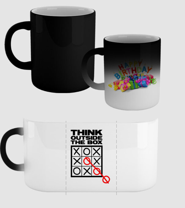Think outside the box model negru pe tricou