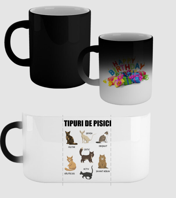 Tipuri de pisici model negru pe tricou