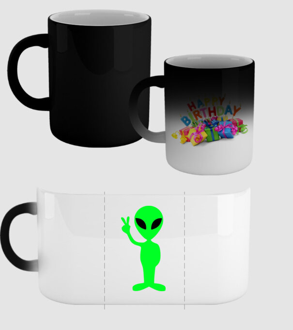 UFO Alien model negru pe tricou