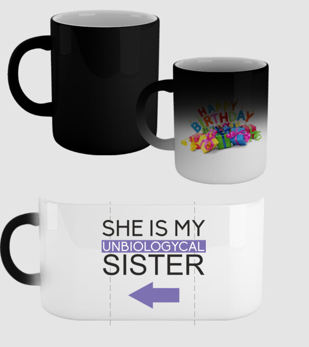 Unbiologycal Sister 02 model negru pe tricou