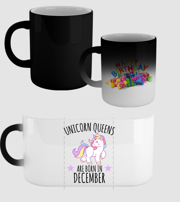 Unicorn Queens are born - December model negru pe tricou