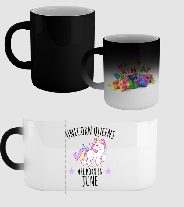 Unicorn queens are born in - June model negru pe tricou