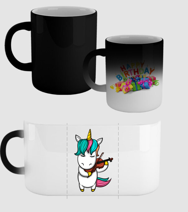 Unicorn Violin model negru pe tricou