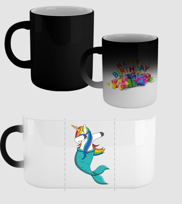 Unicorn Sirenă DAB model negru pe tricou