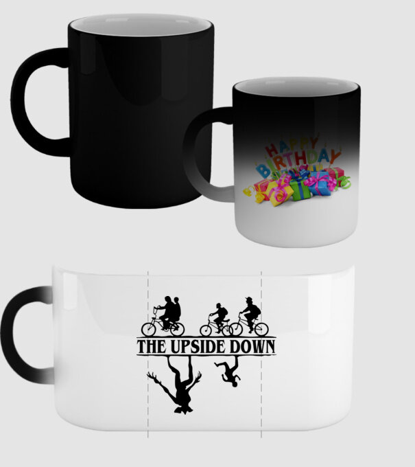 upside down model negru pe tricou