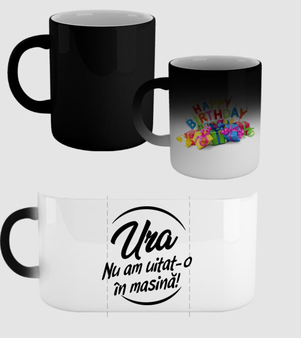 Ura! Nu l-am uitat în mașină! / Ura! Nu am uitat-o în mașină! model negru pe tricou