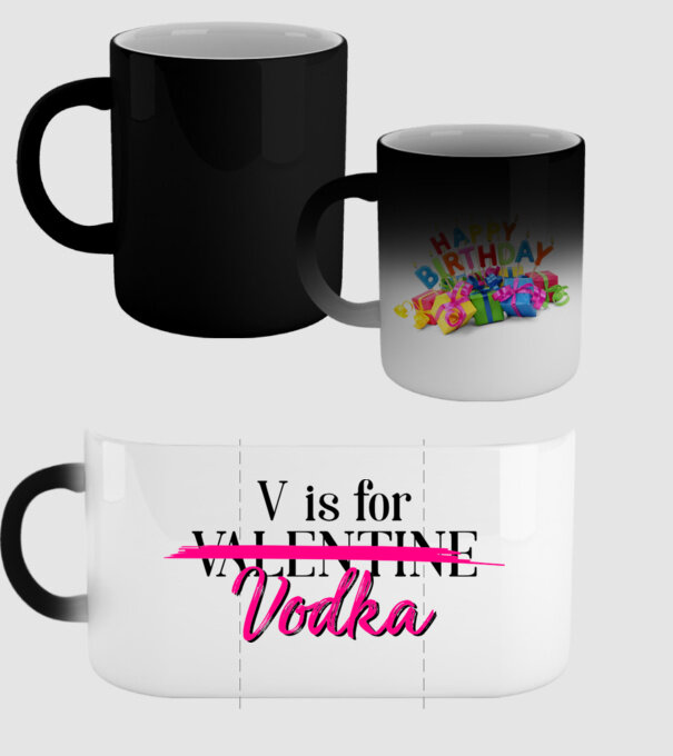 V for Vodka model negru pe tricou