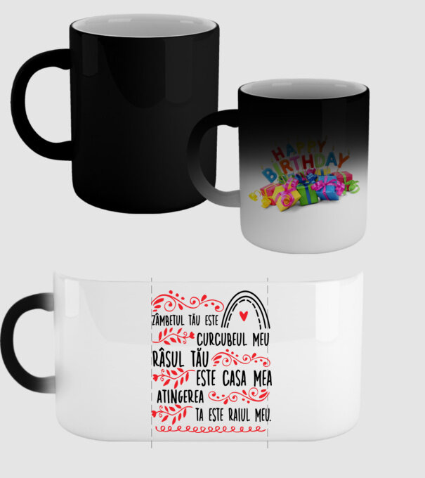 Valentine_Zâmbetul tău este curcubeul meu, râsul tău este casa mea, atingerea ta este raiul meu model negru pe tricou