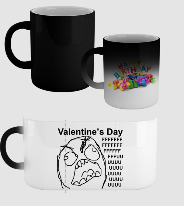Valentines day fuuuu model negru pe tricou