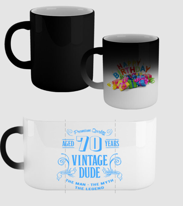 Vintage Dude - 70 model negru pe tricou