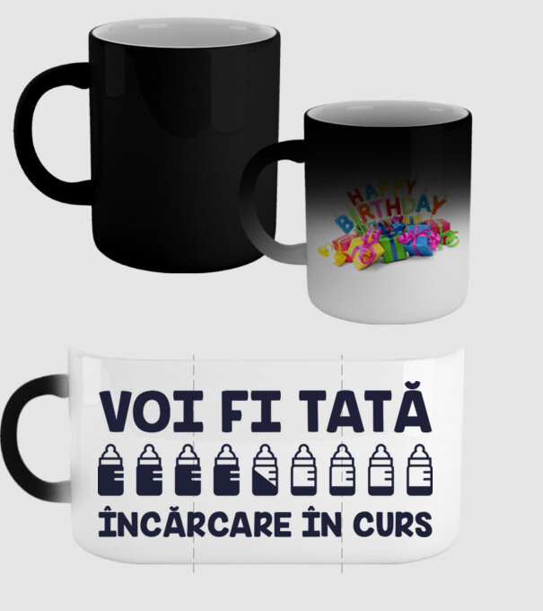 Voi fi tată - încărcare în curs model negru pe tricou