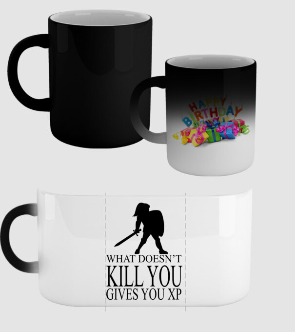'What doesn''t kill you, gives you XP' model negru pe tricou