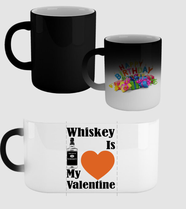 Whiskey Valentine model negru pe tricou