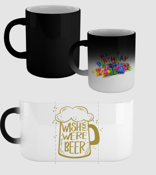 Wish u were beer model negru pe tricou