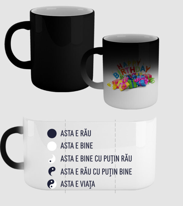 asta e rău, asta e bine, asta e bine cu puțin rău, asta e rău cu puțin bine, asta e viața model negru pe tricou