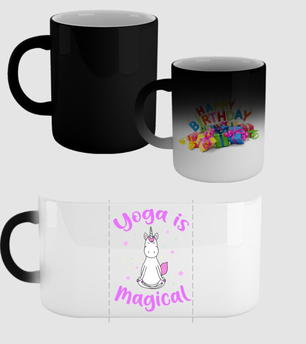 yoga is magical model negru pe tricou