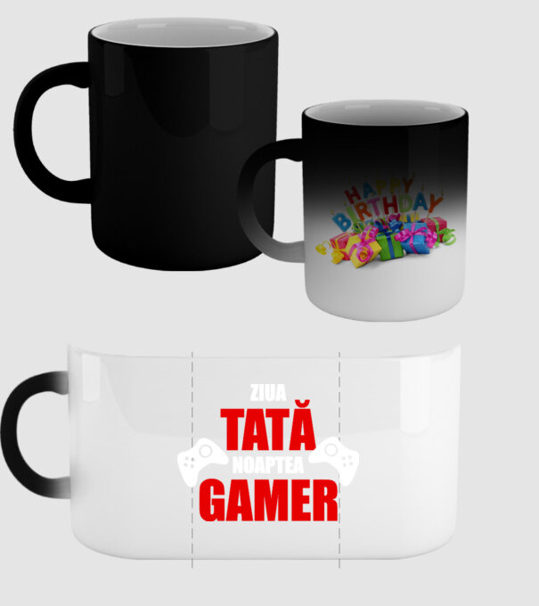 ziua tată noaptea gamer model negru pe tricou