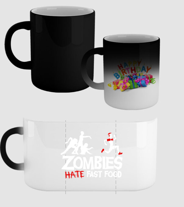 Zombies Hate Fast Food model negru pe tricou