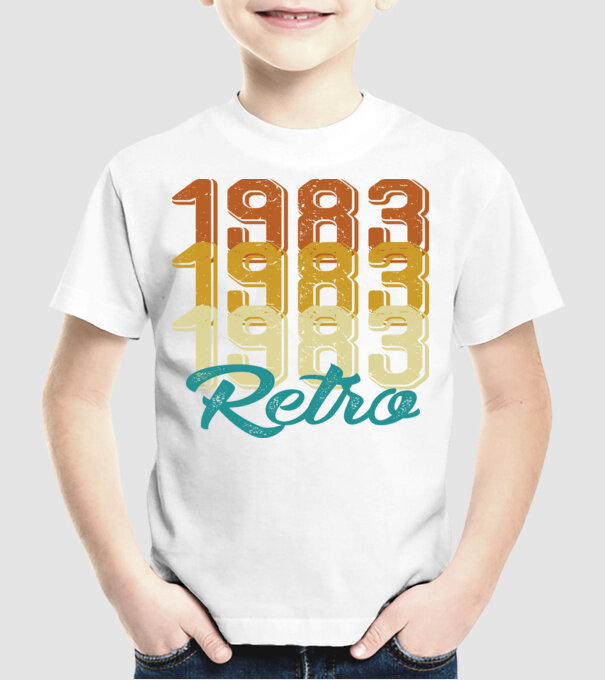 1983 retro model alb pe tricou