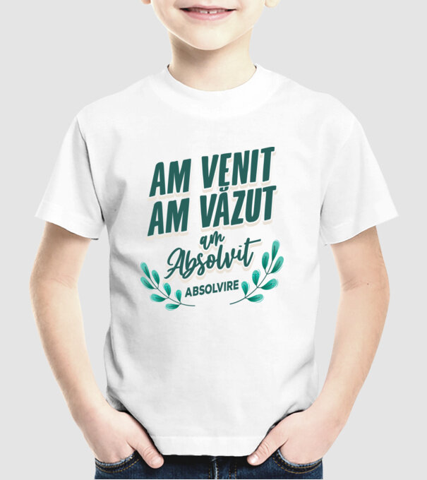 Absolvire model alb pe tricou