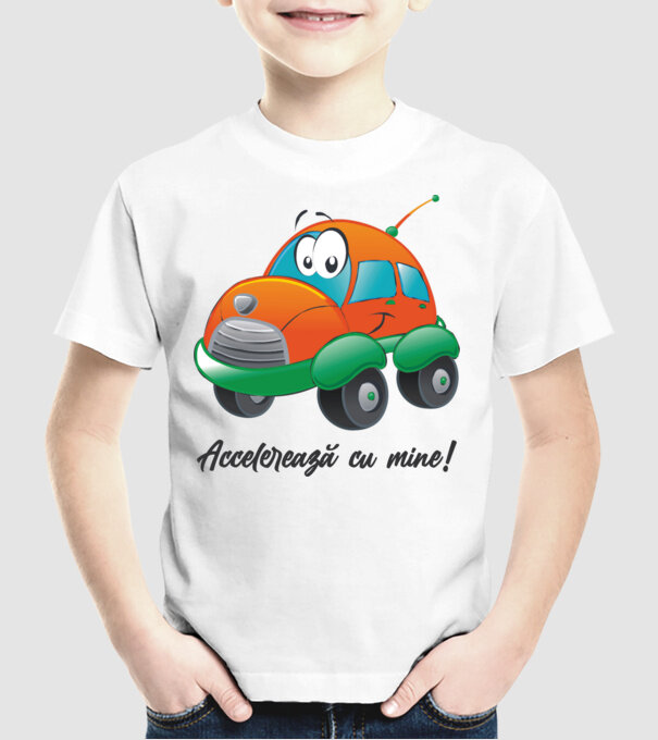accelerează cu mine model alb pe tricou