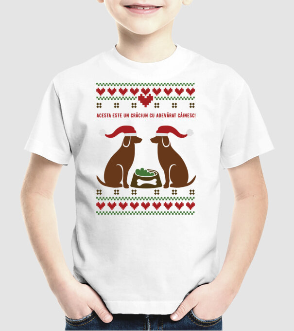 acesta este un Crăciun cu adevărat câinesc! model alb pe tricou