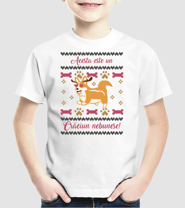 acesta este un Crăciun nebunesc model alb pe tricou