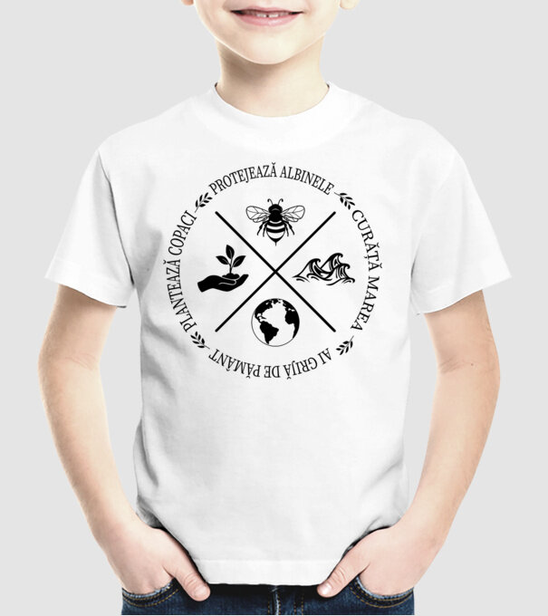 Ai grijă de Pământ model alb pe tricou