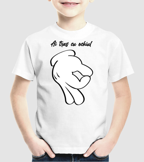 Ai tras cu ochiul model alb pe tricou