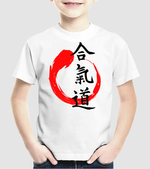 Aikido model alb pe tricou