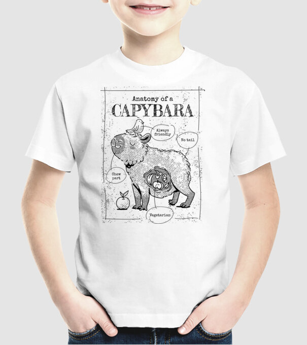 Anatomy of a Capybara model alb pe tricou
