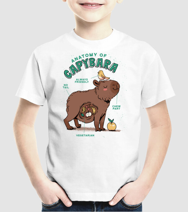 Anatomy of Capybara model alb pe tricou