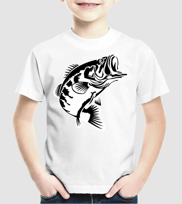 AngryFish model alb pe tricou