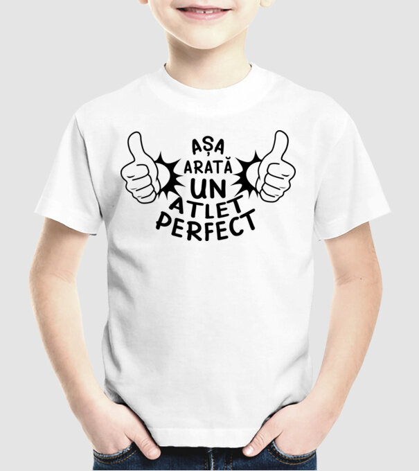 Așa arată un ATLET perfect model alb pe tricou