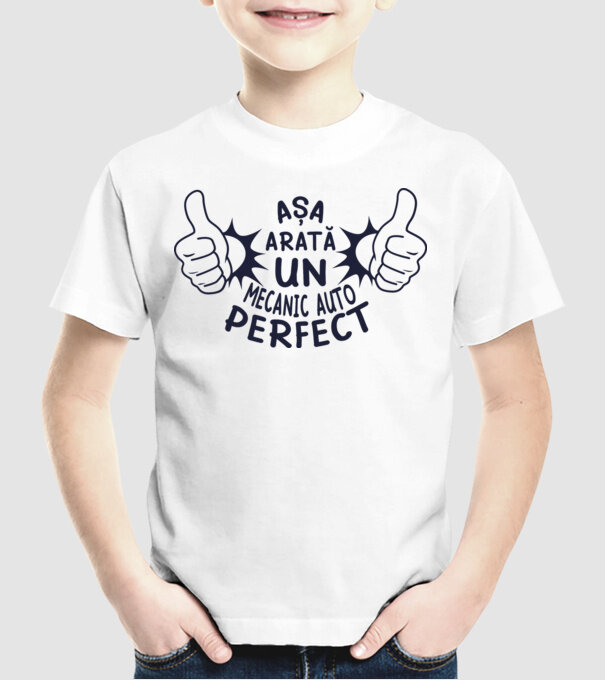 Așa arată un mecanic auto perfect model alb pe tricou