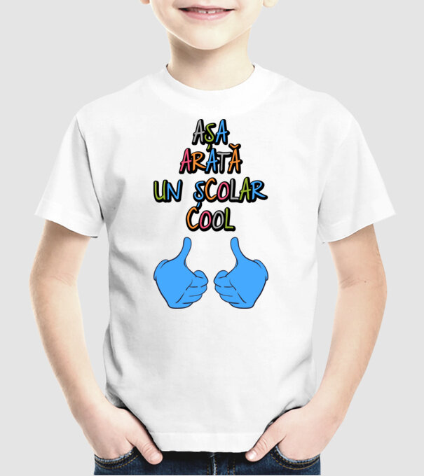 așa arată un școlar cool model alb pe tricou