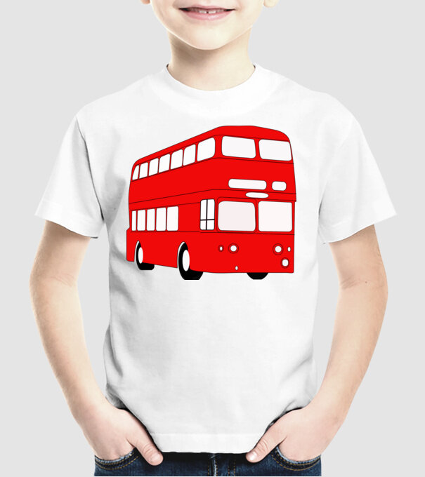 Autobuze model alb pe tricou
