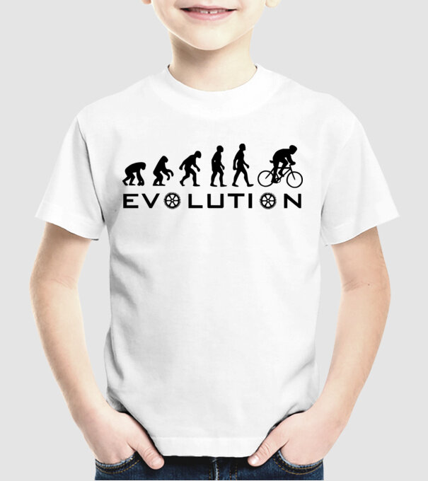 Bike evolution model alb pe tricou